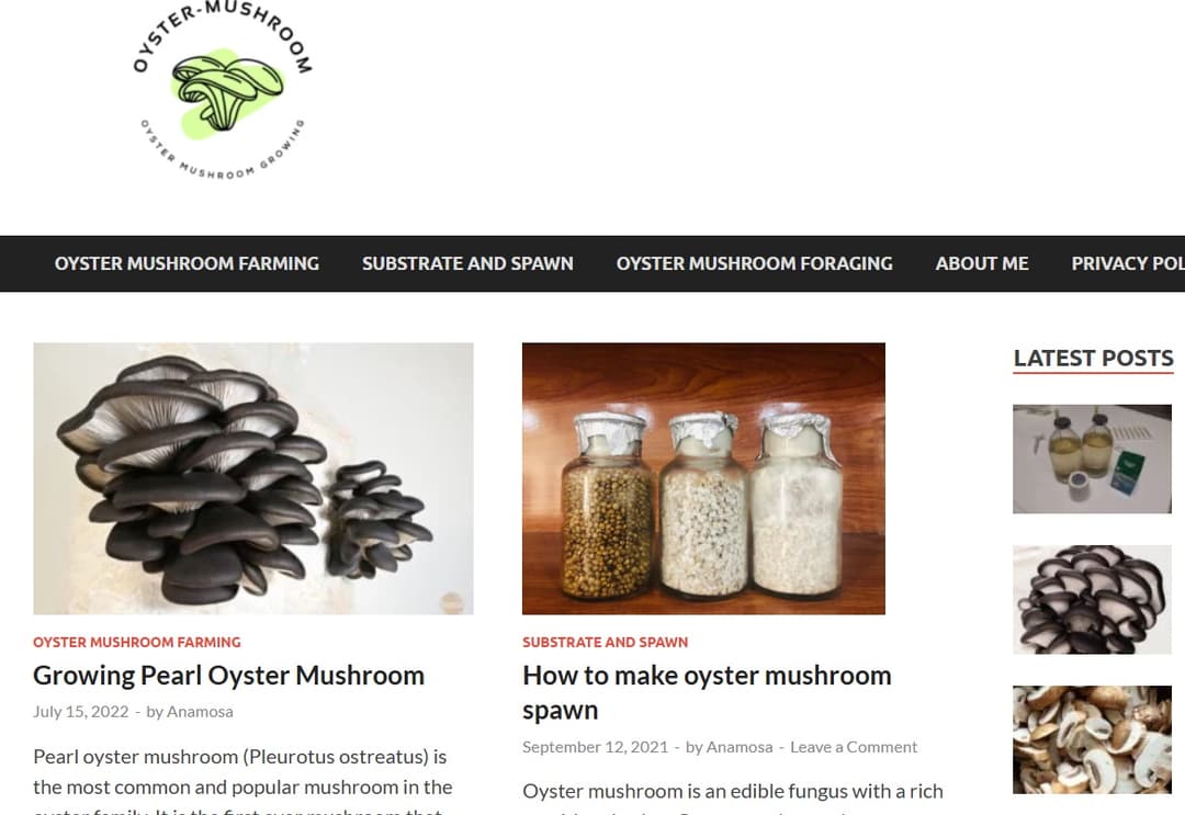 Oyster Mushroom Website
